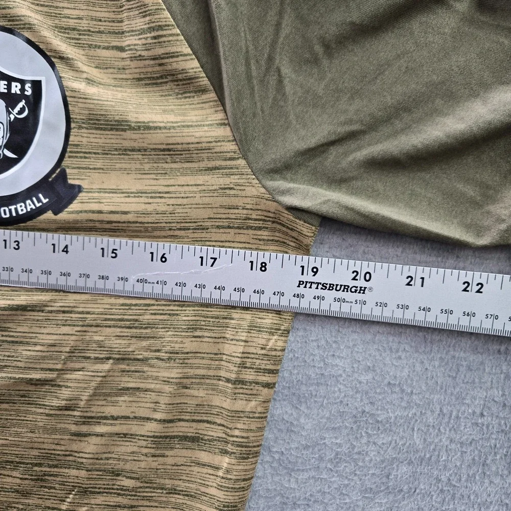 Oakland‎ Raiders Women Shirt M Green Nike US Army Football Dri Fit 3/4 Sleeve